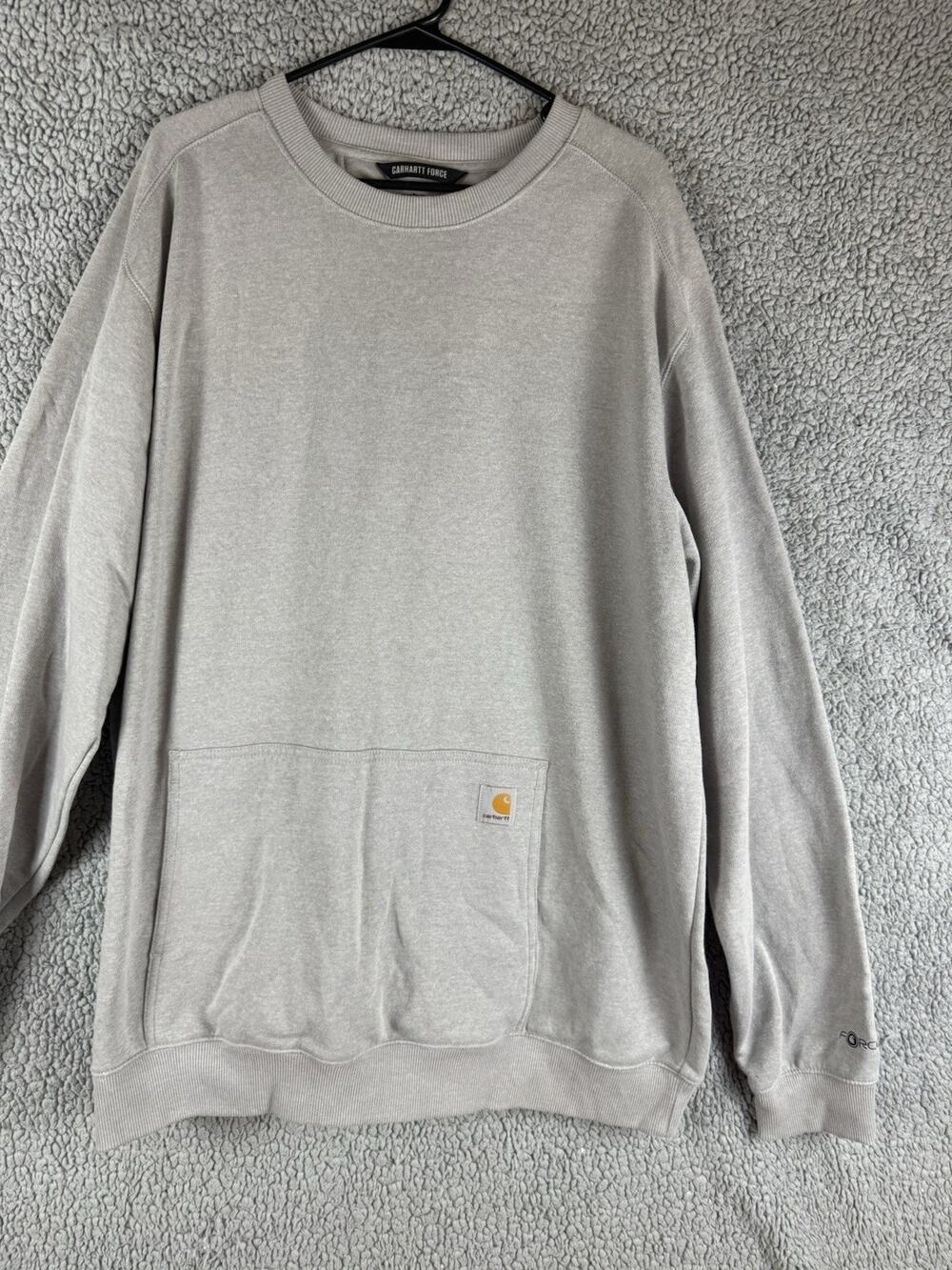 Carhartt Force Relaxed Fit Crewneck Sweatshirt Light Gray Pocket 2XL Tall